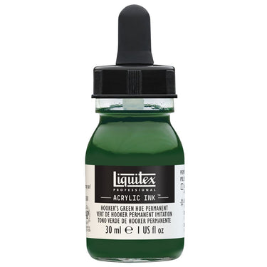 Liquitex Encres Acrylique, 30ML, Vert de Hooker Foncé Permanent Imitation (produit en gros plan sur fond blanc)
