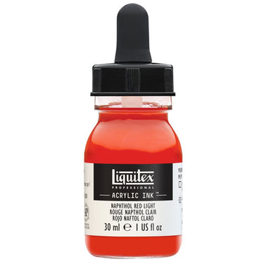 Liquitex Encres Acrylique, 30ML, Rouge Naphtol Clair (produit en gros plan sur fond blanc)